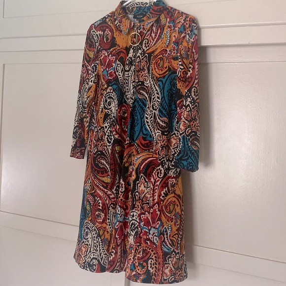 MSK PAISLEY PRINT 3/4 SLEEVE O-RING ZIP SIZE LARGE 🌟EUC🌟 - Picture 2 of 14